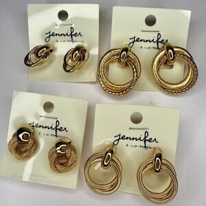 4 sets Jennifer & Company Gold Small Hoop Earring Bundle - Clip On